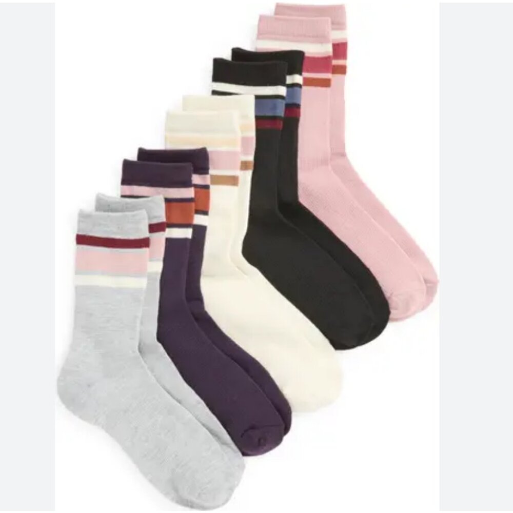 5 pair Nordstrom waffle knit Crew Socks